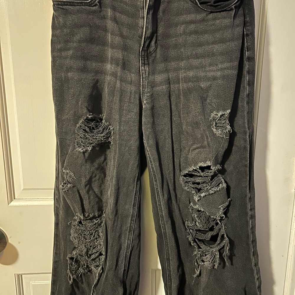 SO Black Distressed Boyfriend Jeans